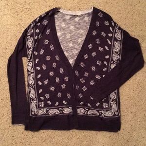 Gap navy paisley cardigan L